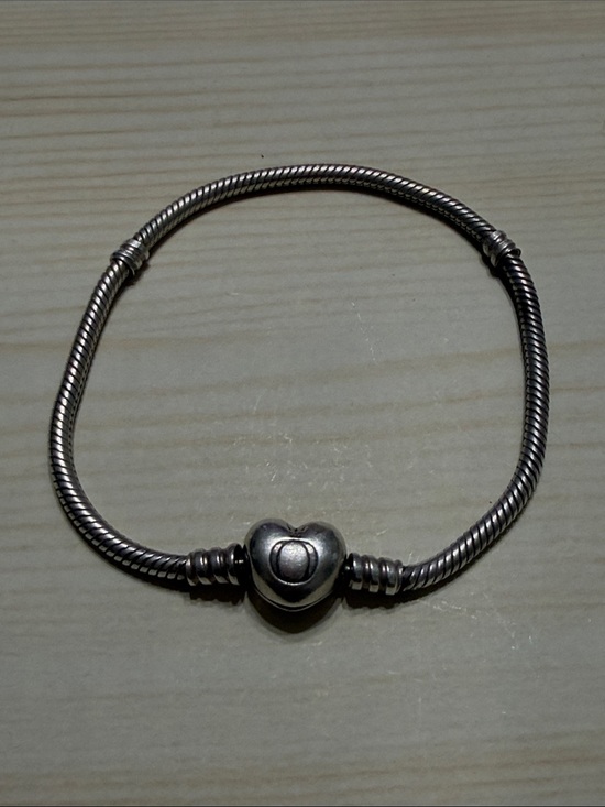 Jewelry - Pandora Sterling Silver Heart Charm Snake Chain Bracelet